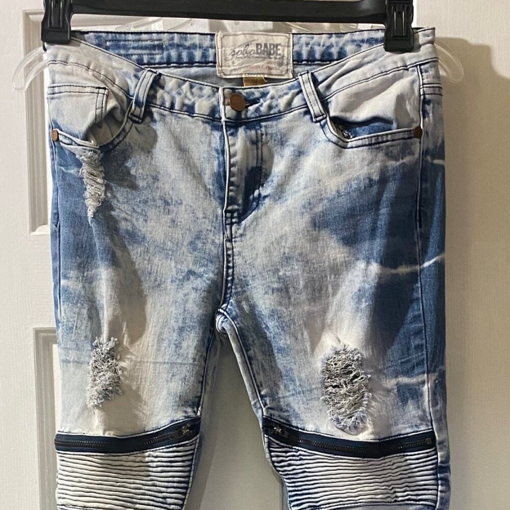 Soho Babe Blue and white light washed jeans